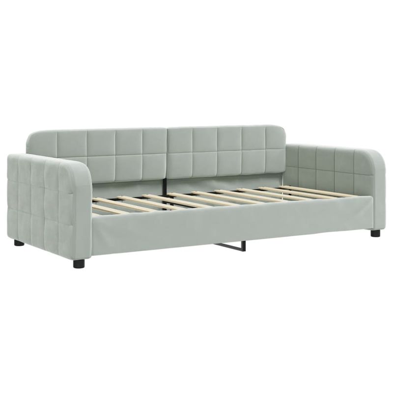 Casa si Gradina - Mobilier - Paturi si accesorii - Paturi - Pat de zi cu extensie si saltele, gri deschis 90x190 cm catifea - Infinity.ro
