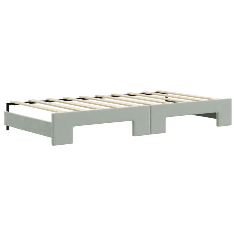 Casa si Gradina - Mobilier - Paturi si accesorii - Paturi - Pat de zi cu extensie si saltele, gri deschis 90x190 cm catifea - Infinity.ro