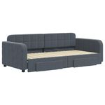 Casa si Gradina - Mobilier - Paturi si accesorii - Paturi - Pat de zi cu extensie si sertare, gri inchis, 90x190cm catifea - Infinity.ro