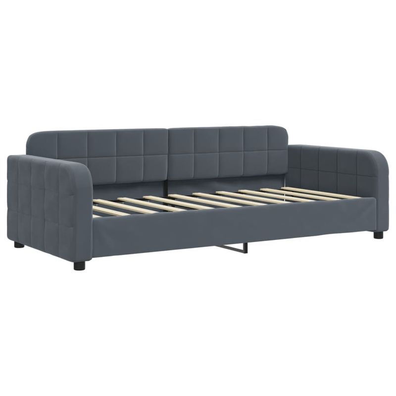 Casa si Gradina - Mobilier - Paturi si accesorii - Paturi - Pat de zi cu extensie si sertare, gri inchis, 90x190cm catifea - Infinity.ro