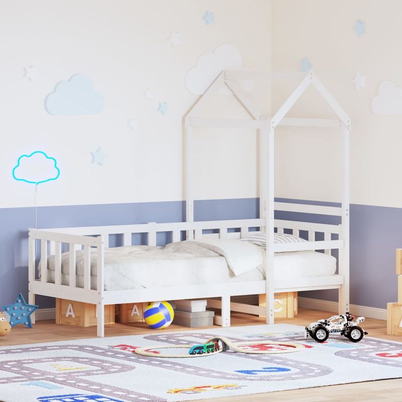 Casa si Gradina - Mobilier - Paturi si accesorii - Paturi - Pat de zi cu acoperis, alb, 80x200 cm, lemn masiv de pin - Infinity.ro