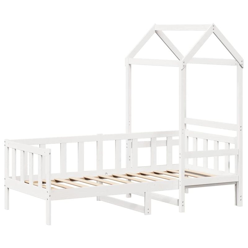 Casa si Gradina - Mobilier - Paturi si accesorii - Paturi - Pat de zi cu acoperis, alb, 80x200 cm, lemn masiv de pin - Infinity.ro