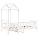 Casa si Gradina - Mobilier - Paturi si accesorii - Paturi - Pat de zi cu acoperis, alb, 80x200 cm, lemn masiv de pin - Infinity.ro