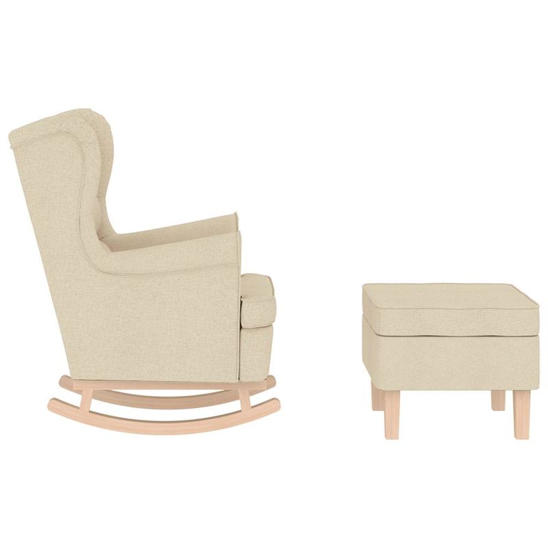 Casa si Gradina - Mobilier - Scaune si fotolii - Fotolii - Fotoliu balansoar cu taburet, crem, material textil, cantitate în pachet: 2, model cu scăunel pentru picioare - Infinity.ro