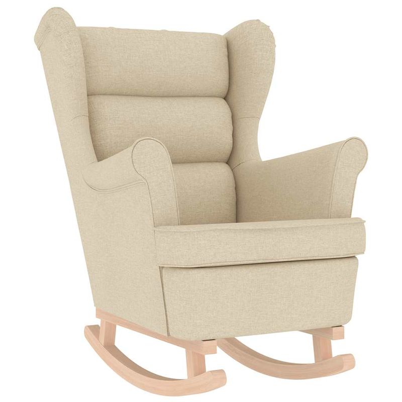 Casa si Gradina - Mobilier - Scaune si fotolii - Fotolii - Fotoliu balansoar cu taburet, crem, material textil, cantitate în pachet: 2, model cu scăunel pentru picioare - Infinity.ro