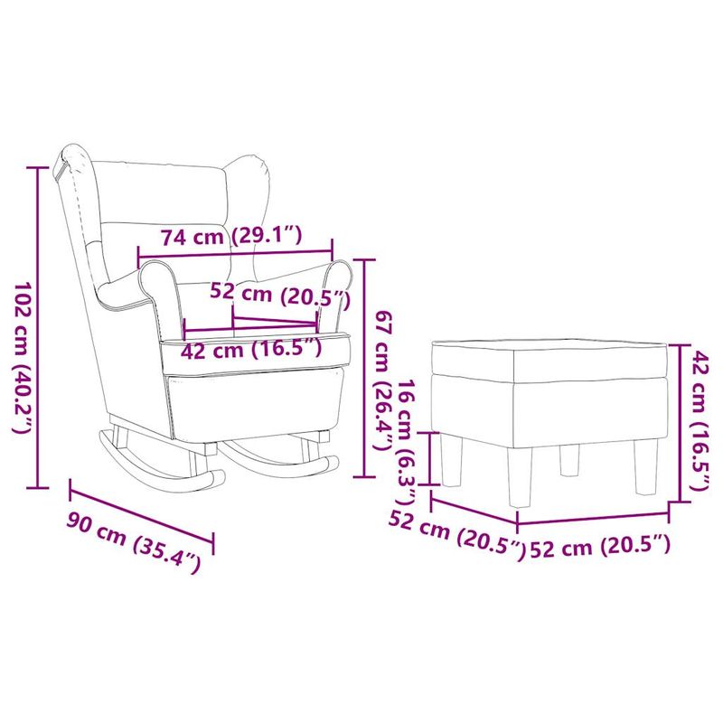 Casa si Gradina - Mobilier - Scaune si fotolii - Fotolii - Fotoliu balansoar cu taburet, crem, material textil, cantitate în pachet: 2, model cu scăunel pentru picioare - Infinity.ro