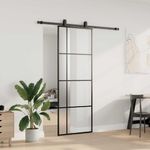 Casa si Gradina - Constructii - Usi interior, exterior si garaj - Usi interior - Usa glisanta cu set de feronerie neagra 76x205 cm Sticla ESG - Infinity.ro