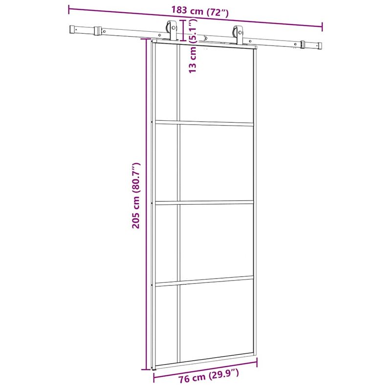 Casa si Gradina - Constructii - Usi interior, exterior si garaj - Usi interior - Usa glisanta cu set de feronerie neagra 76x205 cm Sticla ESG - Infinity.ro