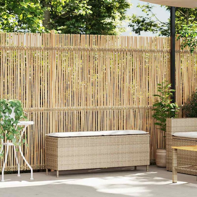 Casa si Gradina - Gradina si terasa - Mobilier exterior - Bancute de gradina - Banca de gradina cu perna Bej 110x30x40,5 cm Poly Ratan, bej și alb crem - Infinity.ro