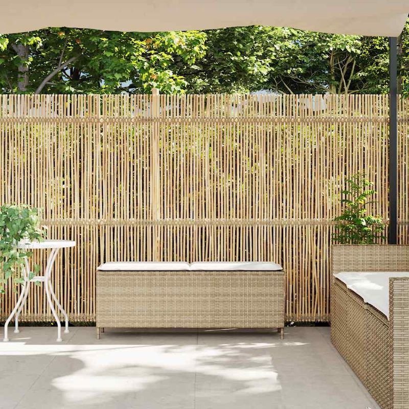 Casa si Gradina - Gradina si terasa - Mobilier exterior - Bancute de gradina - Banca de gradina cu perna Bej 110x30x40,5 cm Poly Ratan, bej și alb crem - Infinity.ro