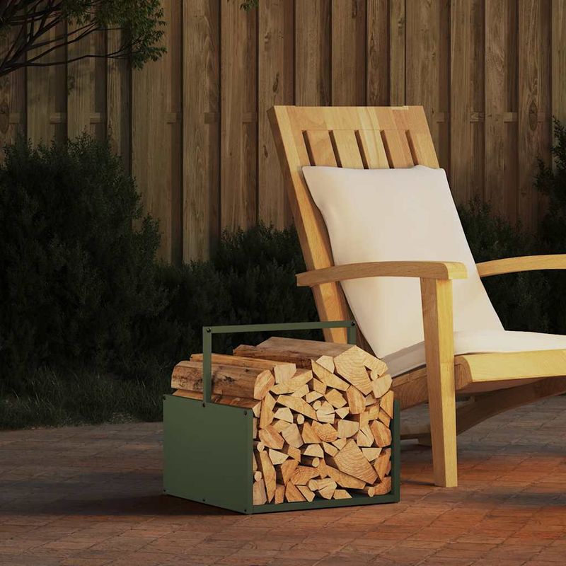 Casa si Gradina - Termice - Sobe, Seminee si accesorii - Accesorii seminee si sobe - Suport pentru lemne de foc Verde masline Otel laminat la rece - Infinity.ro