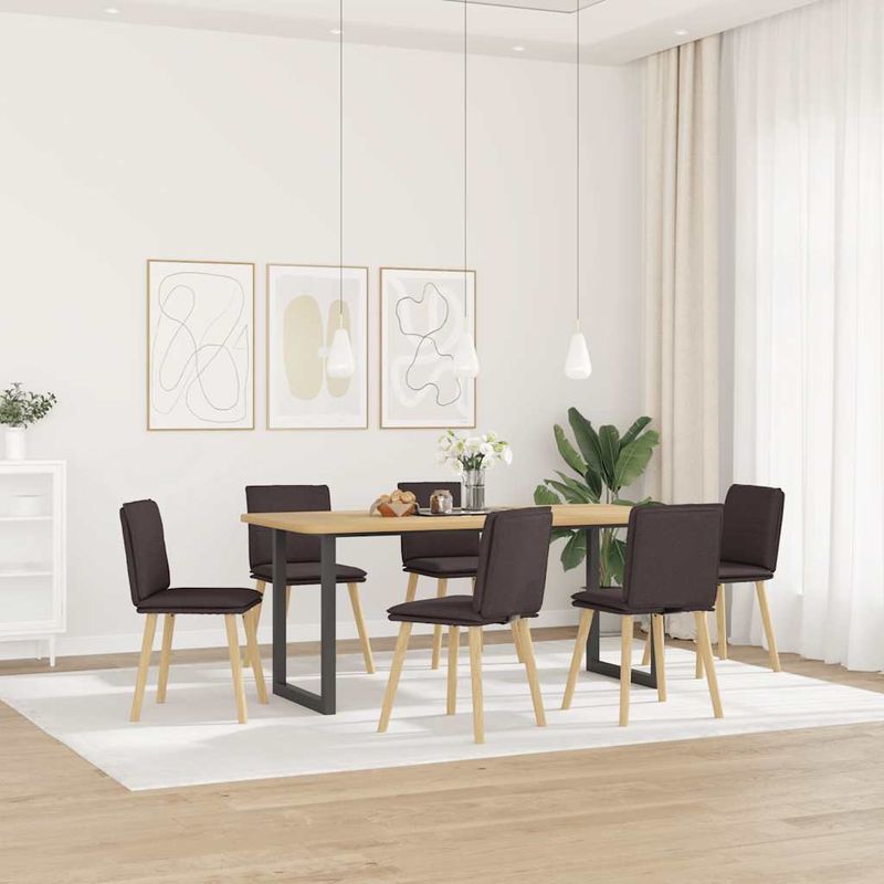 Casa si Gradina - Mobilier - Scaune si fotolii - Scaune - Scaune de bucatarie, 6 buc., maro inchis, material textil - Infinity.ro