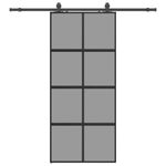 Casa si Gradina - Constructii - Usi interior, exterior si garaj - Usi interior - Usa glisanta cu set feronerie neagra 90x205cm sticla securizata - Infinity.ro
