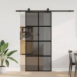 Casa si Gradina - Constructii - Usi interior, exterior si garaj - Usi interior - Usa glisanta cu set feronerie neagra 90x205cm sticla securizata - Infinity.ro