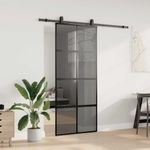 Casa si Gradina - Constructii - Usi interior, exterior si garaj - Usi interior - Usa glisanta cu set feronerie neagra 90x205cm sticla securizata - Infinity.ro