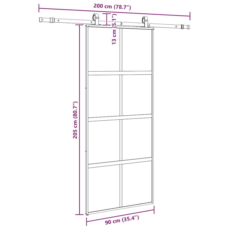 Casa si Gradina - Constructii - Usi interior, exterior si garaj - Usi interior - Usa glisanta cu set feronerie neagra 90x205cm sticla securizata - Infinity.ro