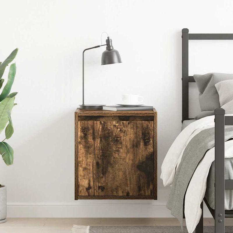Casa si Gradina - Mobilier - Comode si corpuri - Noptiere - Noptiera montata pe perete din stejar afumat 38x34x40 cm - Infinity.ro
