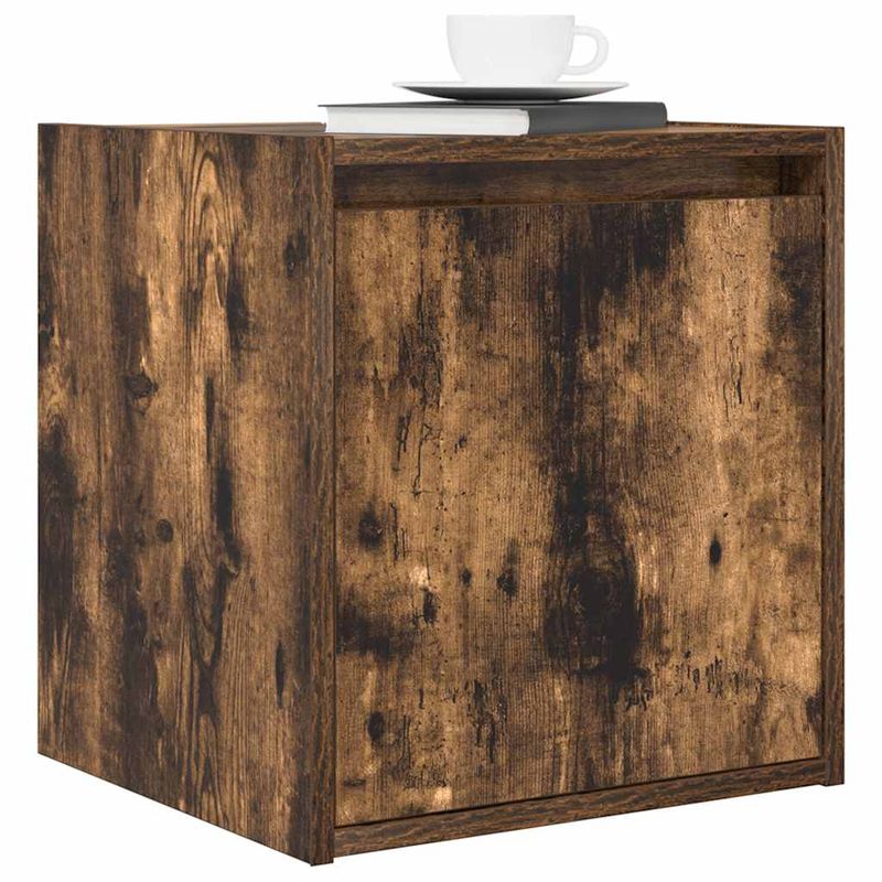 Casa si Gradina - Mobilier - Comode si corpuri - Noptiere - Noptiera montata pe perete din stejar afumat 38x34x40 cm - Infinity.ro
