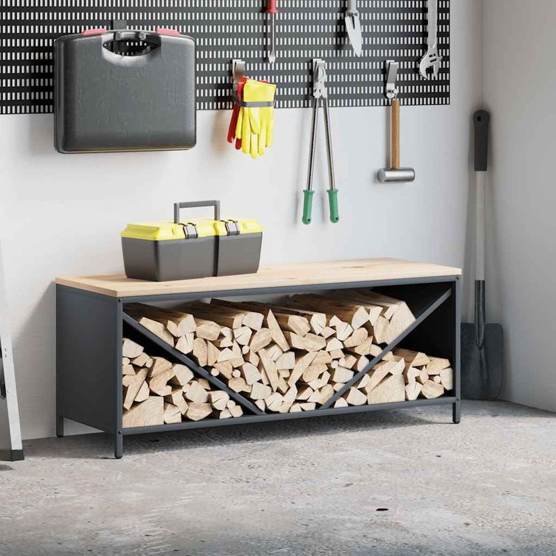 Casa si Gradina - Termice - Sobe, Seminee si accesorii - Accesorii seminee si sobe - Suport pentru lemne de foc cu blat lemn antracit - Infinity.ro