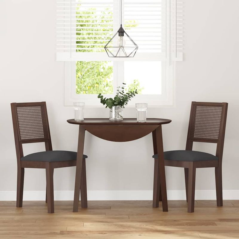 Casa si Gradina - Mobilier - Scaune si fotolii - Scaune - Scaune sufragerie cu perne 2 buc. cauciuc din lemn masiv maro - Infinity.ro