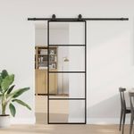 Casa si Gradina - Constructii - Usi interior, exterior si garaj - Usi interior - Usa glisanta cu set de feronerie neagra 76x205 cm Sticla ESG - Infinity.ro
