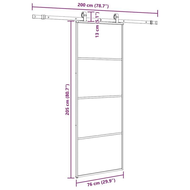 Casa si Gradina - Constructii - Usi interior, exterior si garaj - Usi interior - Usa glisanta cu set de feronerie neagra 76x205 cm Sticla ESG - Infinity.ro