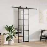 Casa si Gradina - Constructii - Usi interior, exterior si garaj - Usi interior - Usa glisanta cu set de feronerie neagra 76x205 cm Sticla ESG - Infinity.ro