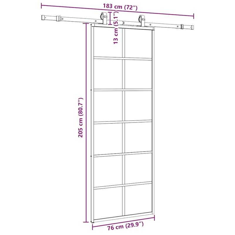 Casa si Gradina - Constructii - Usi interior, exterior si garaj - Usi interior - Usa glisanta cu set de feronerie neagra 76x205 cm Sticla ESG - Infinity.ro