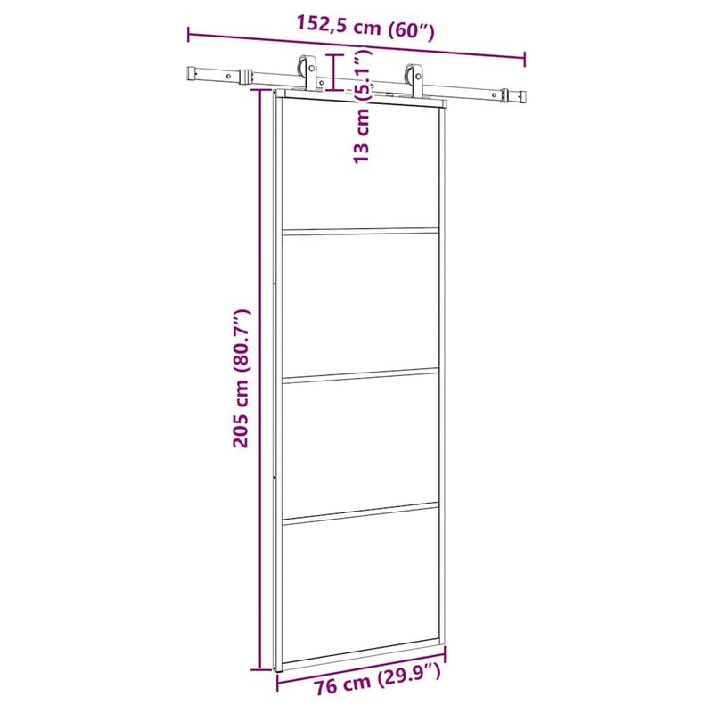 Casa si Gradina - Constructii - Usi interior, exterior si garaj - Usi interior - Usa glisanta cu set de feronerie neagra 76x205 cm Sticla ESG - Infinity.ro