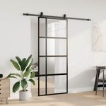 Casa si Gradina - Constructii - Usi interior, exterior si garaj - Usi interior - Usa glisanta cu set feronerie neagra 90x205cm sticla securizata - Infinity.ro
