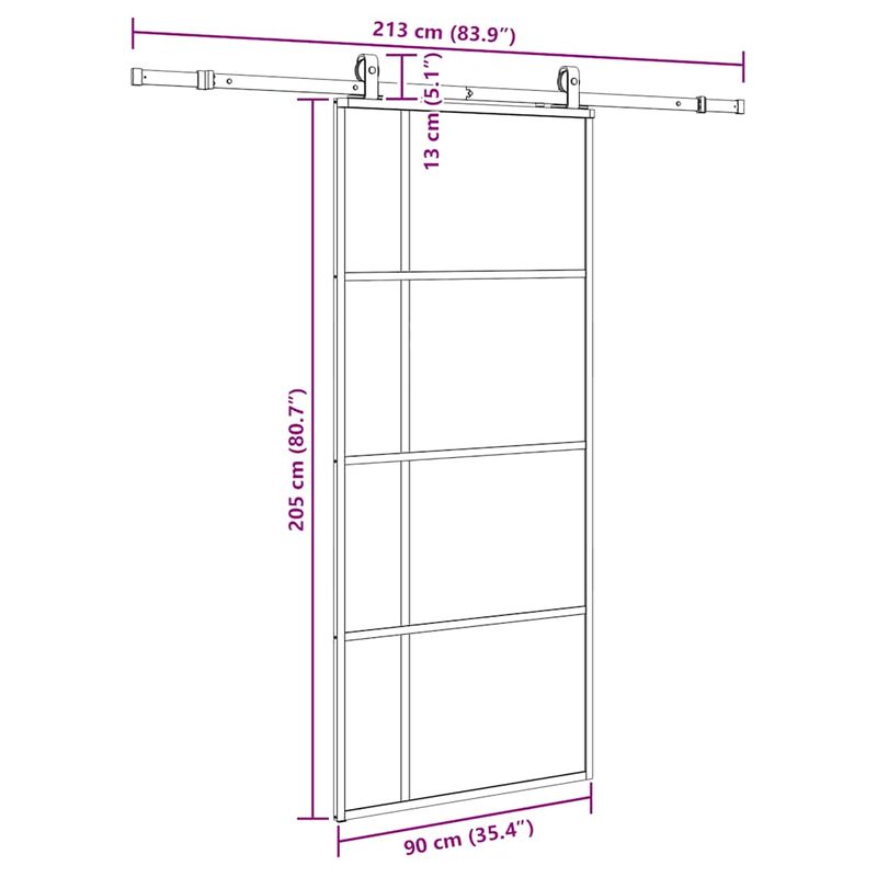 Casa si Gradina - Constructii - Usi interior, exterior si garaj - Usi interior - Usa glisanta cu set de feronerie neagra 90x205 cm Sticla ESG - Infinity.ro
