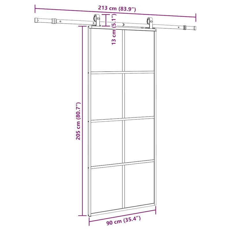 Casa si Gradina - Constructii - Usi interior, exterior si garaj - Usi interior - Usa glisanta cu set de feronerie neagra 90x205 cm Sticla ESG - Infinity.ro