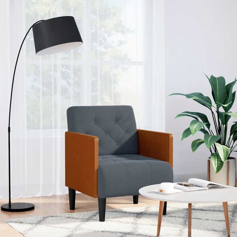 Casa si Gradina - Mobilier - Scaune si fotolii - Fotolii - Fotoliu cu cotiere gri inchis 55 cm catifea - Infinity.ro