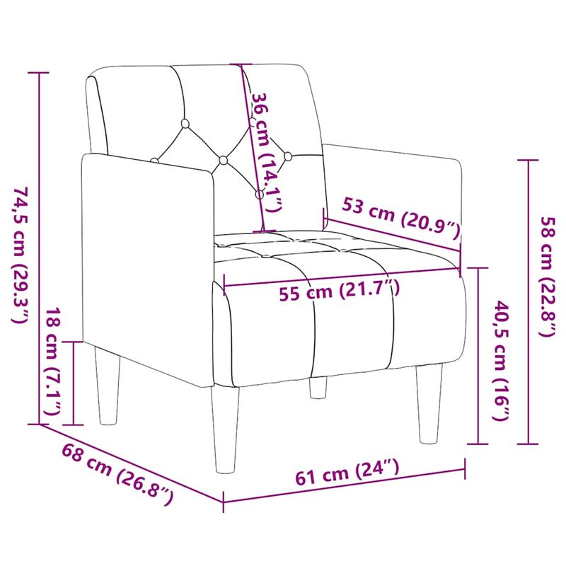Casa si Gradina - Mobilier - Scaune si fotolii - Fotolii - Fotoliu cu cotiere gri inchis 55 cm catifea - Infinity.ro