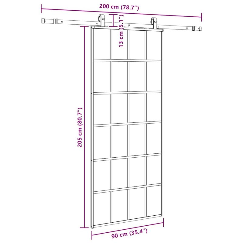 Casa si Gradina - Constructii - Usi interior, exterior si garaj - Usi interior - Usa glisanta cu set de feronerie neagra 90x205 cm Sticla ESG - Infinity.ro