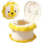 Jucarii, Copii si Bebe - Igiena si ingrijire - Baia bebelusului - Olite si reductoare WC - Olita portabila bebe, WC cu spatar inalt si scaun ergonomic model leu culoare galben - Infinity.ro