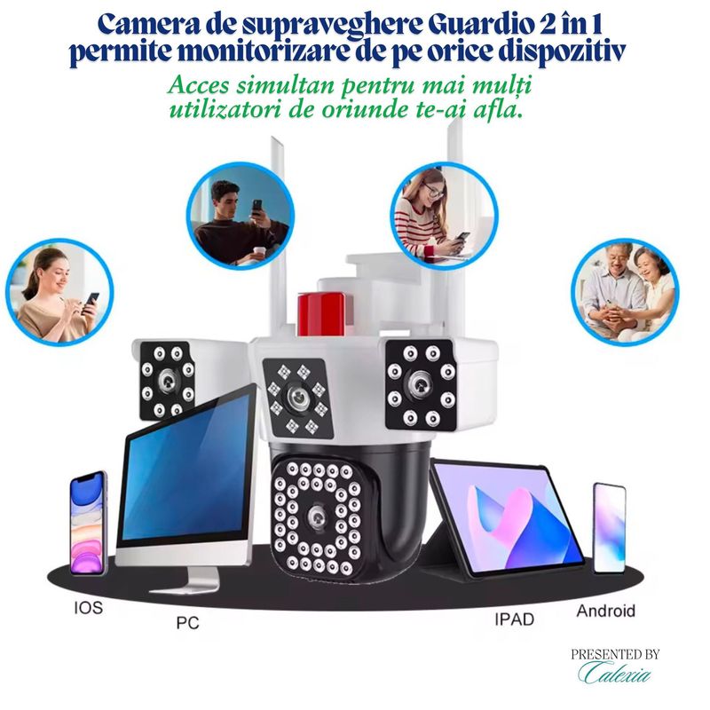Casa si Gradina - Electrice - Smart Home - Camere de supraveghere - Camera de Supraveghere 2 in 1 Guardio, 4G & Port LAN,Full HD, Audio,Alarma, Senzor Miscare, Rotire 360°,Zoom Digital 10x - Infinity.ro