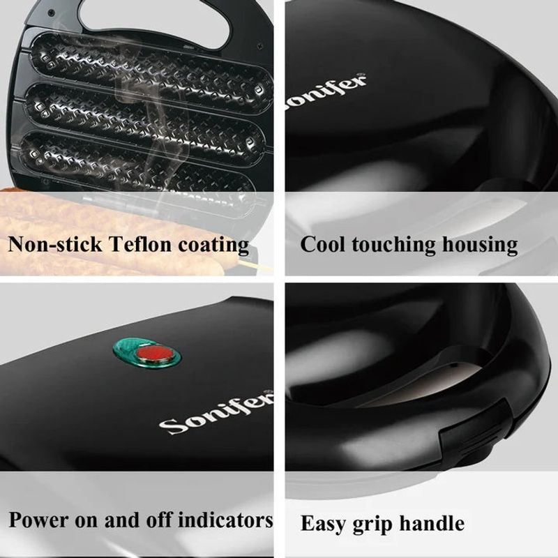 Electronice si Electrocasnice - Electrocasnice bucatarie - Preparare paine - Sandwich-maker - Aparat de prajit hotdog maker, marca SONIFER SF 6069 800W - Infinity.ro