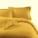 Casa si Gradina - Textile si covoare - Lenjerii de pat - Cearceafuri de pat - Cearsaf de pat Kotonia Home Deco, 100% bumbac, Damasc Saten, 220x240 cm, dimensiune dungi 1 cm, Mustar - Infinity.ro