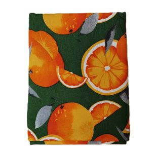 Fata de masa Kotonia Home Exotic - 100% bumbac, 160x180 cm, creton impermeabil, verde, felii de portocale