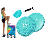 Sport si Outdoor - Fitness - Accesorii fitness - Discuri de echilibru - Set doua emisfere senzoriale pentru exercitii de echilibru, pompa inclusa, 16 cm, FitLi,Turcoaz - Infinity.ro