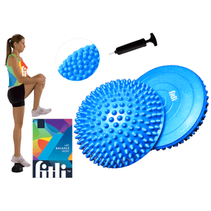 Set doua emisfere senzoriale pentru exercitii de echilibru, pompa inclusa, 16 cm, FitLi, Albastru