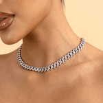 Fashion, accesorii si bijuterii - Barbati - Bijuterii barbati - Alte bijuterii barbati - Colier Cuban Silver Iced Out, model unisex, fabricate din inox, colier 50cm - Infinity.ro