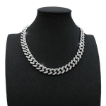 Fashion, accesorii si bijuterii - Barbati - Bijuterii barbati - Alte bijuterii barbati - Colier Cuban Silver Iced Out, model unisex, fabricate din inox, colier 50cm - Infinity.ro