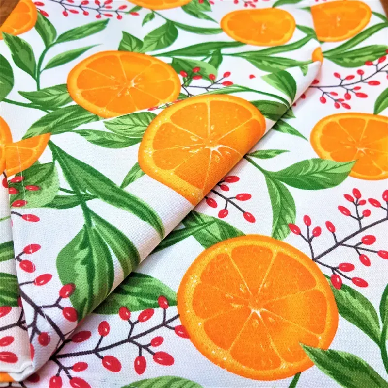 Casa si Gradina - Textile si covoare - Textile bucatarie - Fete de masa - Fata de masa Kotonia Home Exotic - 100% bumbac, 180x220 cm, creton impermeabil, decor portocale si merisor - Infinity.ro