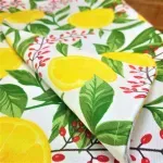 Casa si Gradina - Textile si covoare - Textile bucatarie - Fete de masa - Fata de masa Kotonia Home Exotic - 100% bumbac, 180x180 cm, creton impermeabil, decor lamai si merisor - Infinity.ro