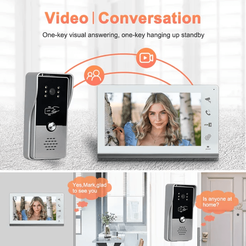 Casa si Gradina - Electrice - Smart Home - Accesorii control acces si supraveghere - Sistem video de interfon cu ecran de 7 inchi, CRISTALIS SALE™, Videointerfon cu 5 chei de acces, Vedere nocturna - Infinity.ro