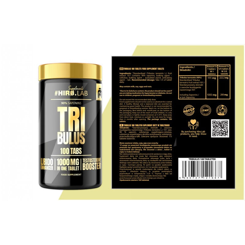 Ingrijire personala si Cosmetice - Sanatate si wellness - Suplimente alimentare - Vitamine si minerale - Tribulus 1000 mg 100 Tablete, Hiro Lab - Infinity.ro