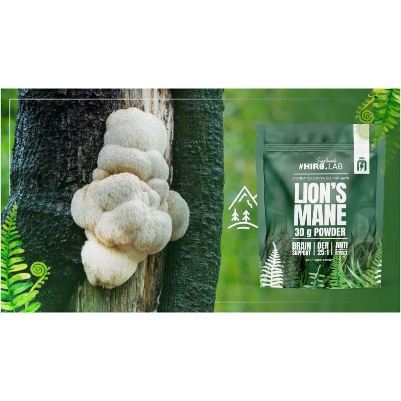 Ingrijire personala si Cosmetice - Sanatate si wellness - Suplimente alimentare - Vitamine si minerale - Lion’s Mane Extract pulbere 25:1 500mg – 30 grame, Hiro Lab - Infinity.ro