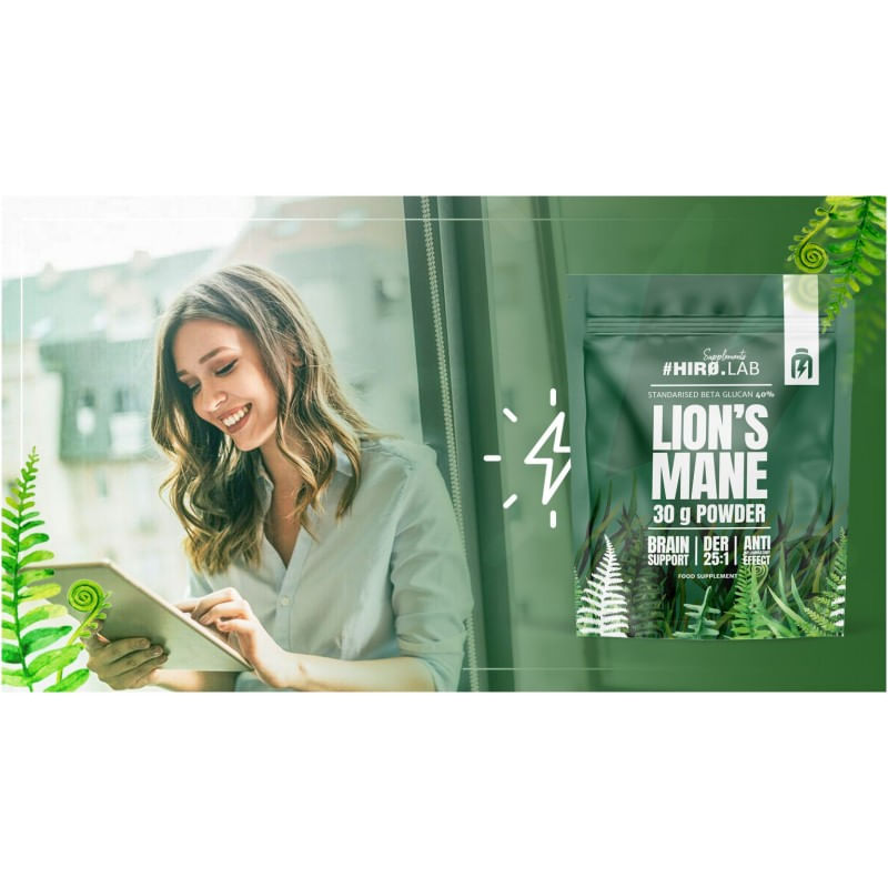Ingrijire personala si Cosmetice - Sanatate si wellness - Suplimente alimentare - Vitamine si minerale - Lion’s Mane Extract pulbere 25:1 500mg – 30 grame, Hiro Lab - Infinity.ro